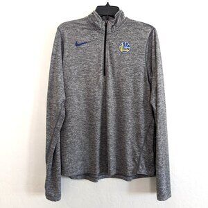 NIKE Pullover Mens XL Gray Dri Fit NBA Golden State Warriors 1/4 Zip Long Sleeve